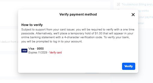 How to Verify Your Payment Method on Facebook Ads