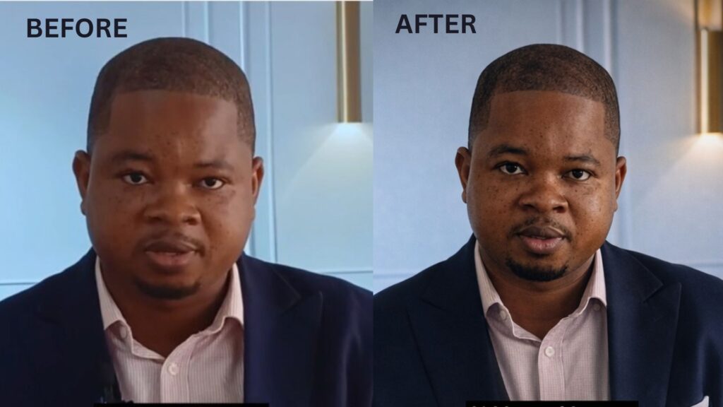 Before and after picture of an AI-enhanced image